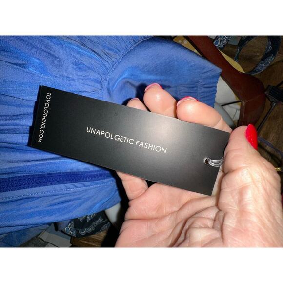 NWT TOV Blue Pull On Maxi Skirt Size 42 - Picture 6 of 9